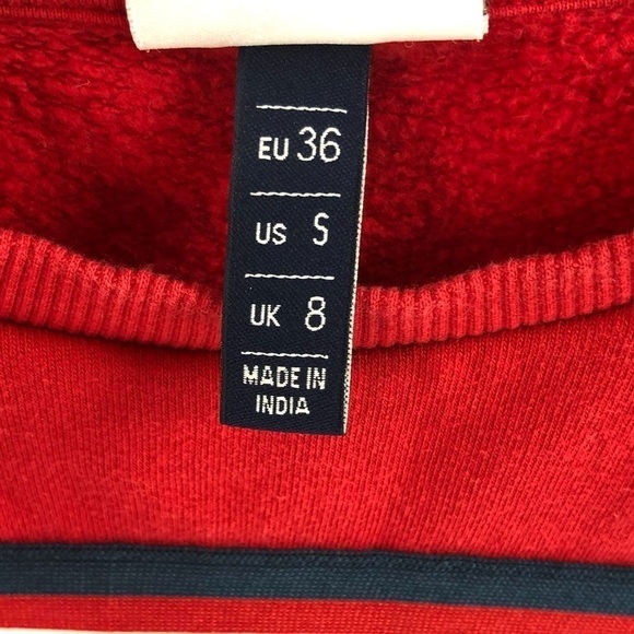 Ellesse Cropped Sweatshirt Fulmire Pullover Top Long Sleeve Red Blue Size Small - Picture 8 of 12